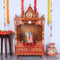 Lifestyle Image of Divya Nivas Medium Floor Rested Pooja Mandir (Teak Gold)