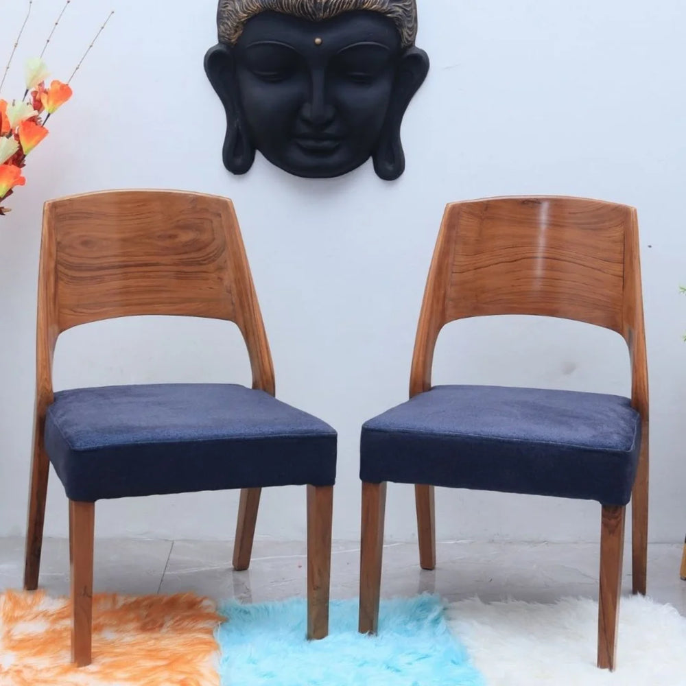 Lifestyle Image of Elevate Teak Wood Dining Chair (Teak Blue)