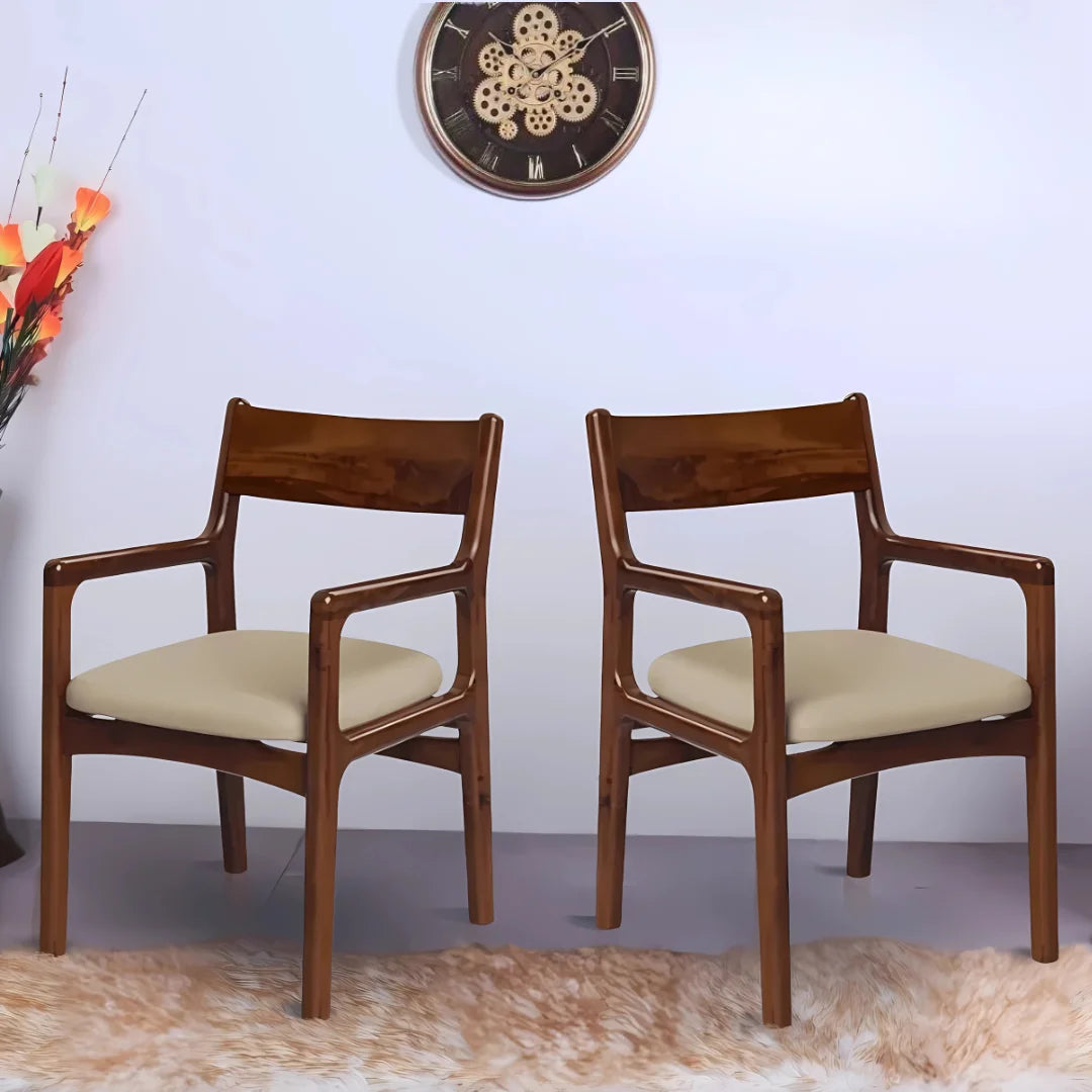 Lifestyle Image of Haven Teak Wood Arm Chairs (Brown)