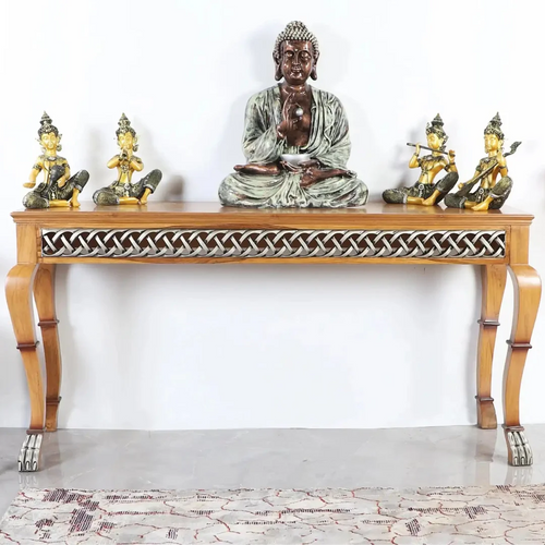 Lustrous Solid Wood Console Table (Teak)