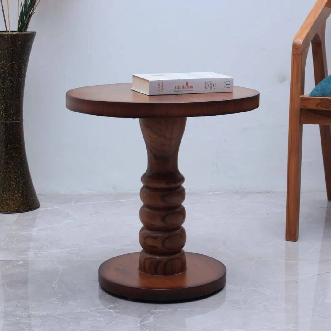 Lifestyle Image of Ornate Teak Wood Coffee Table (Teak)