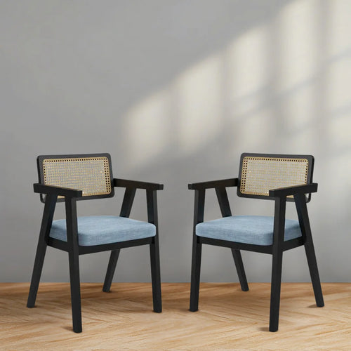 Petal Teak Wood Arm Chairs (Brown Grey)