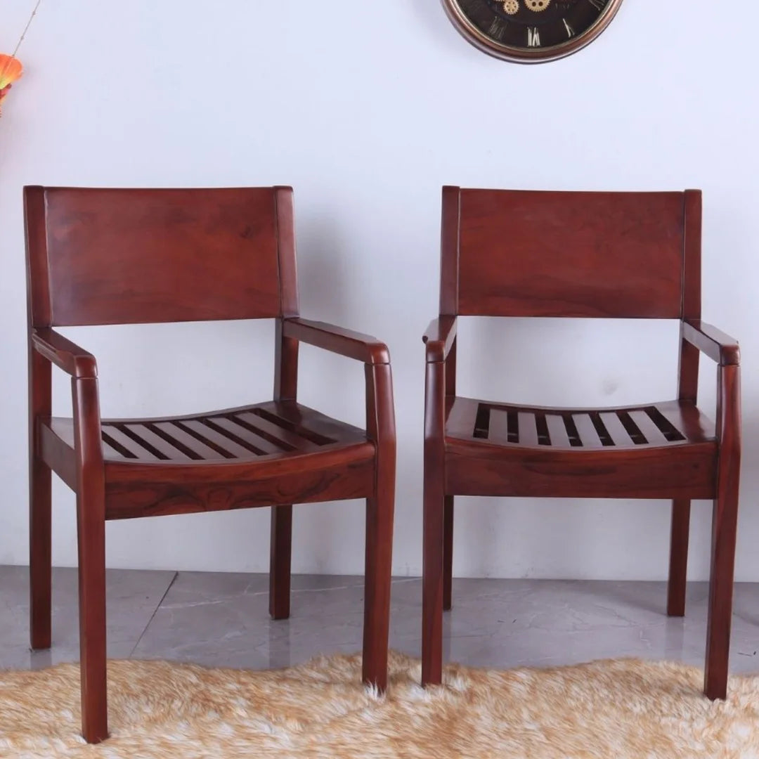 Lifestyle Image of Raviso Teak Wood Bedroom Chair (Brown)