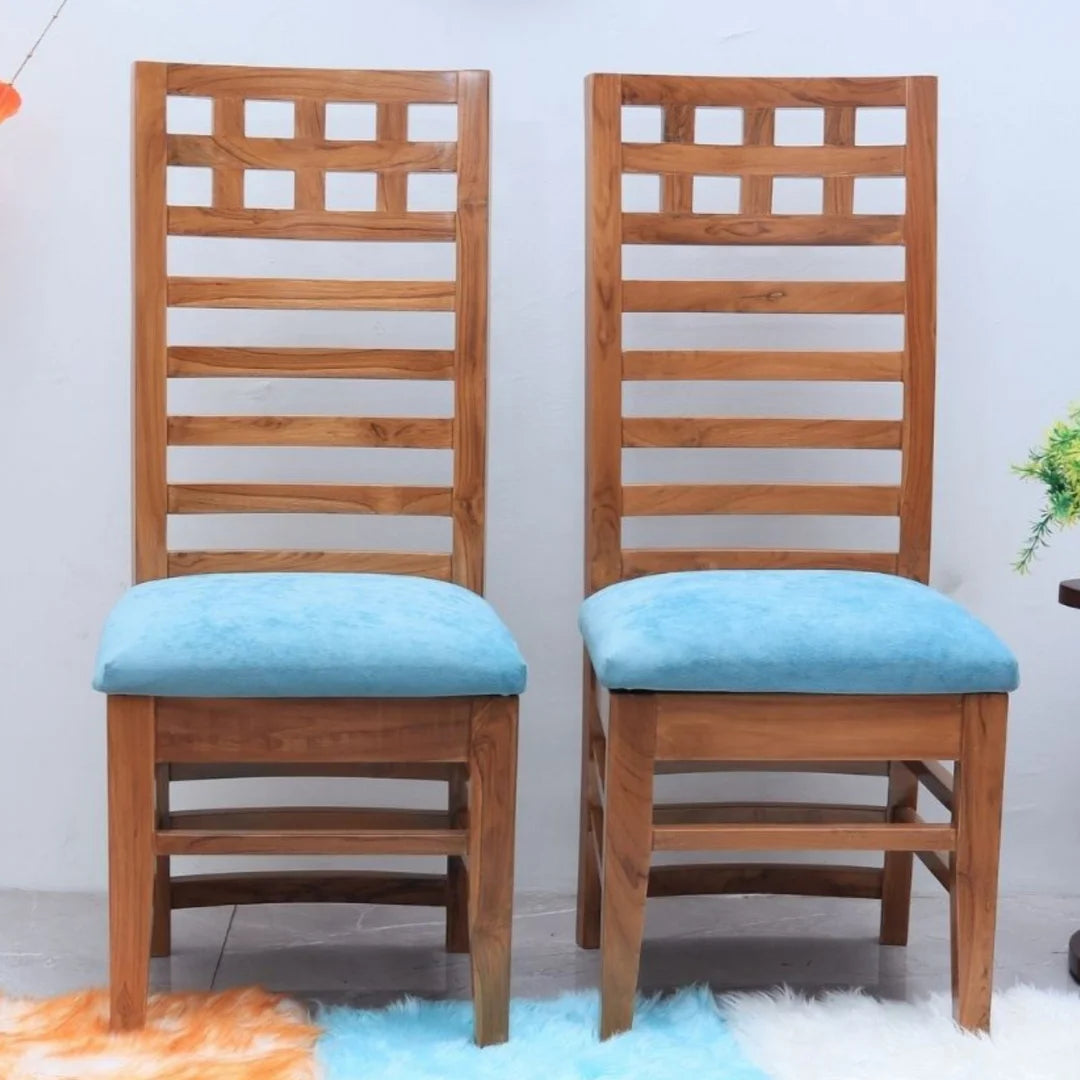 Lifestyle Image of Stride Teak Wood Dining Chair (teak Blue)