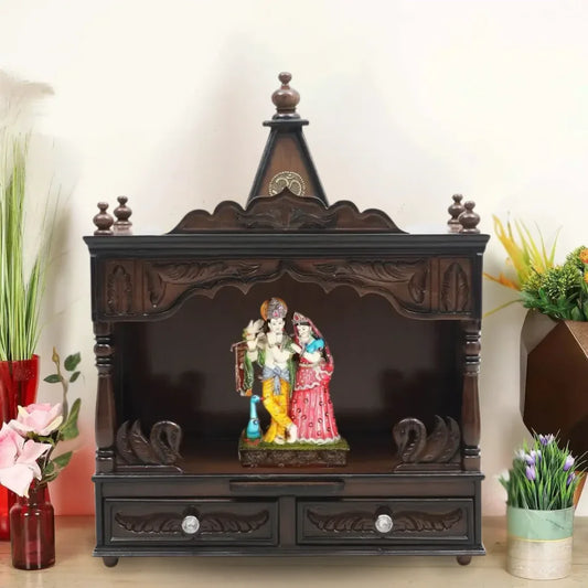 SukhatMan Medium Wall Mount Pooja Mandir without Door (Brown)