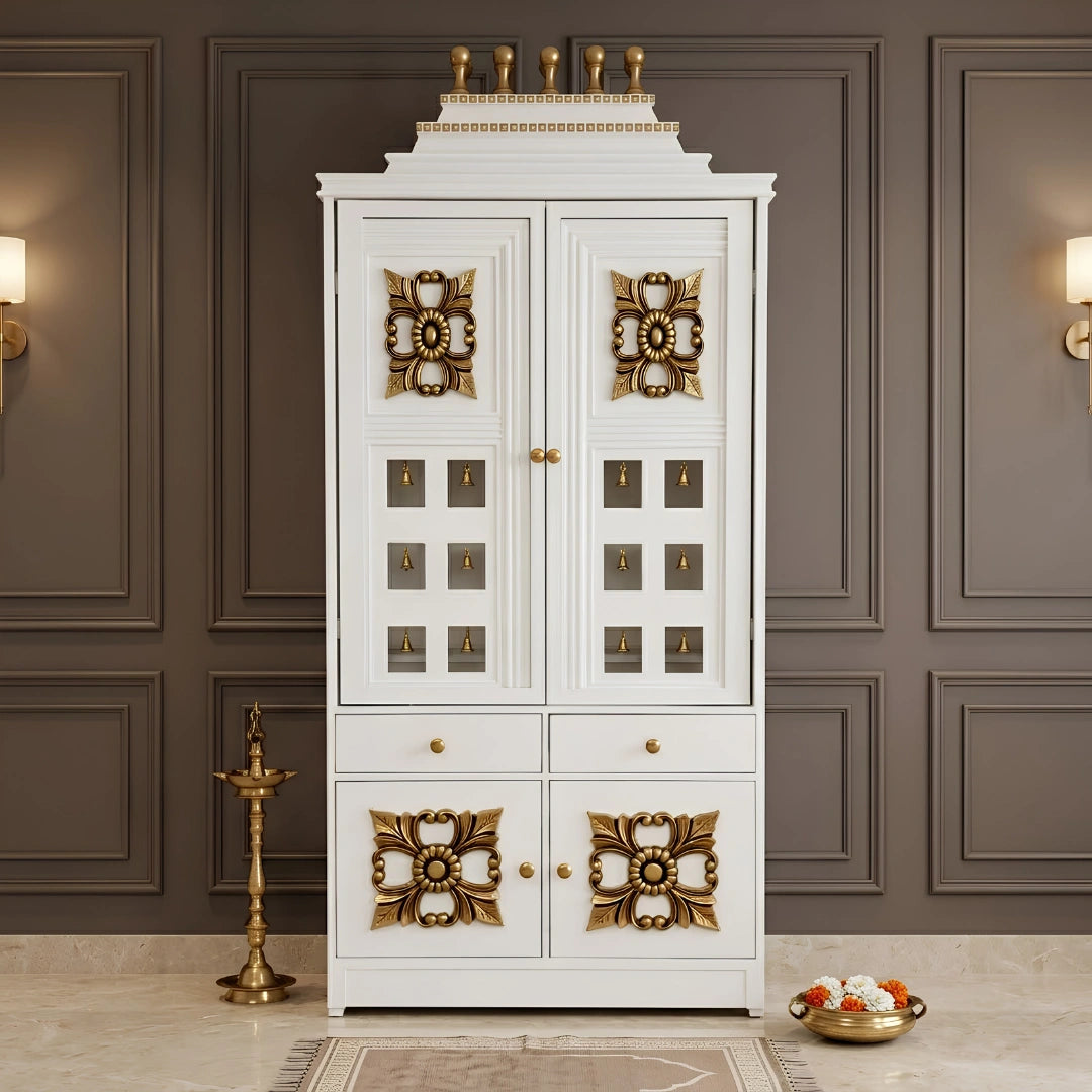 Lifestyle image of Devkosh Teak Wood Mandap (White)
