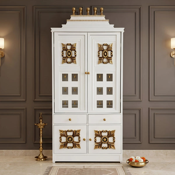 Lifestyle image of Devkosh Teak Wood Mandap (White)