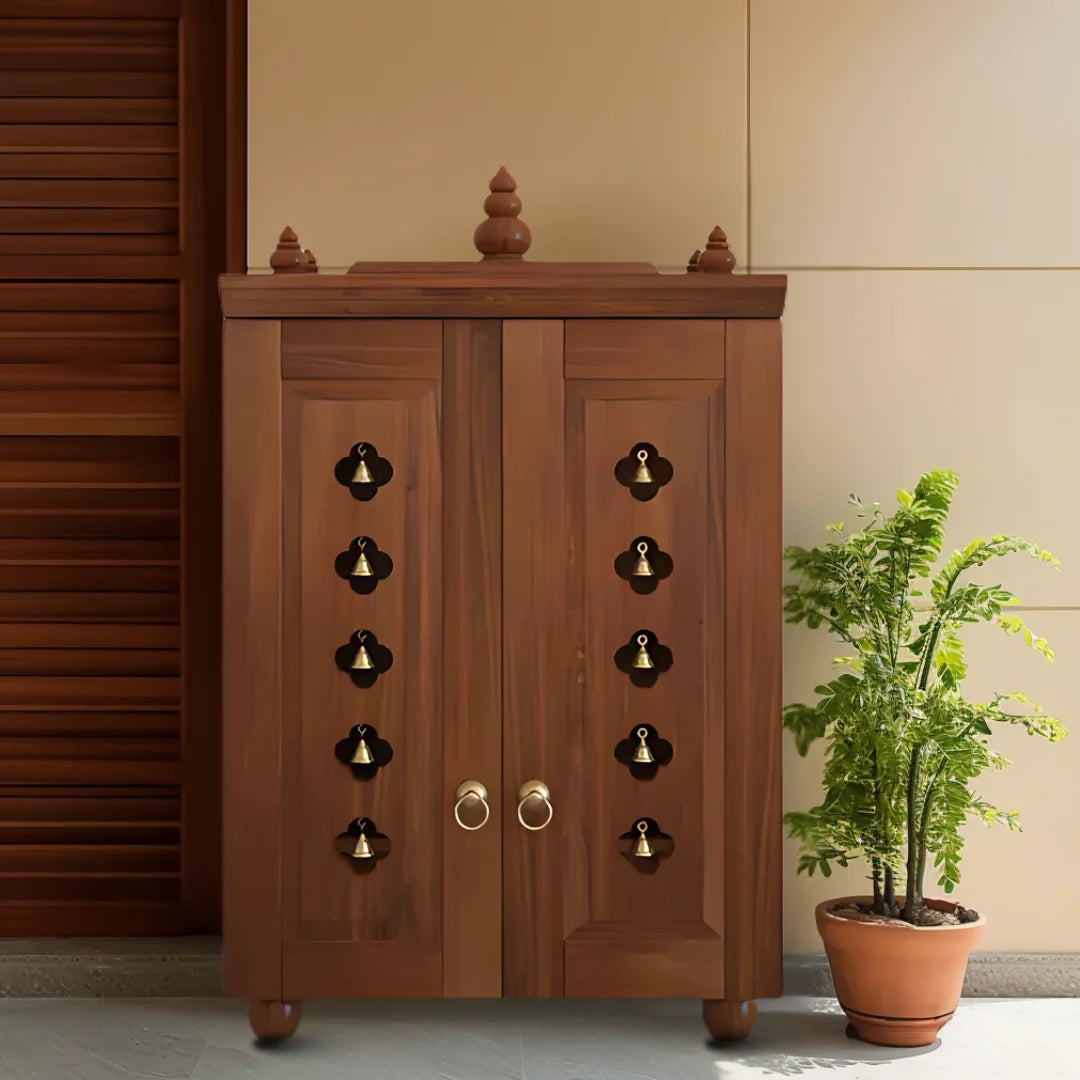 Lifestyle image of Divyana Pooja Mandir with Door (Teak)