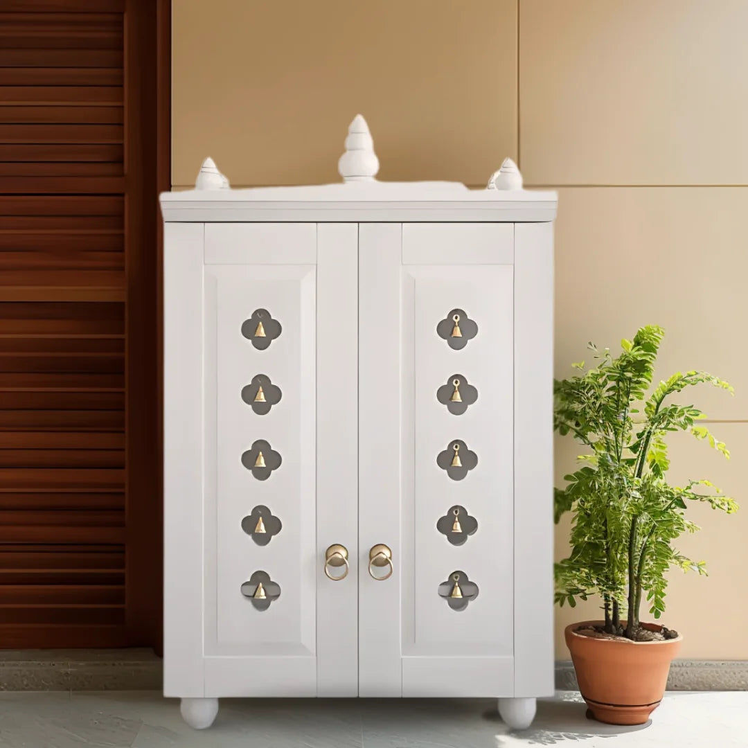 Lifestyle image of Divyana Pooja Mandir with Door (White)