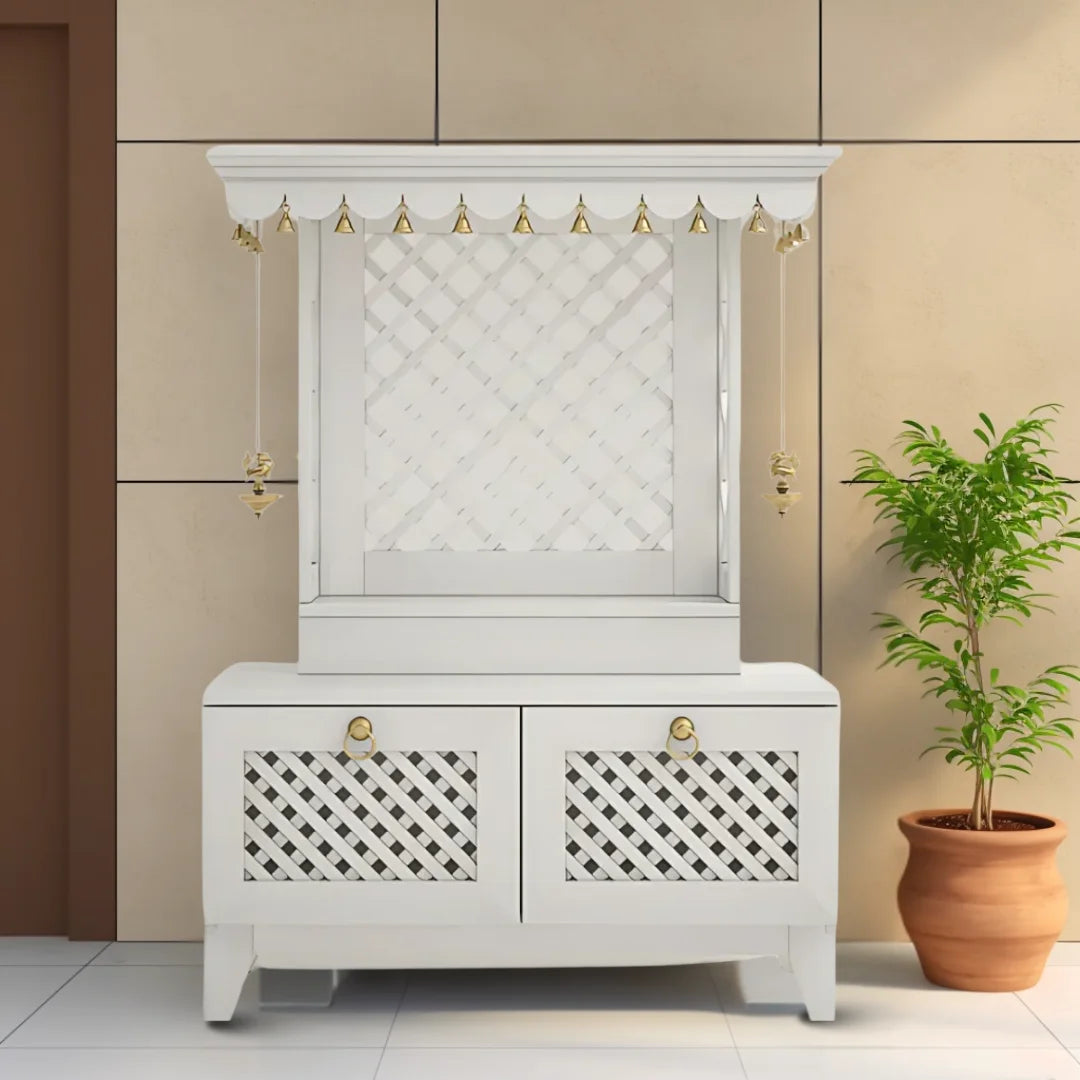  Lifestyle image of Pravaha Teak Wood Mandir (White)