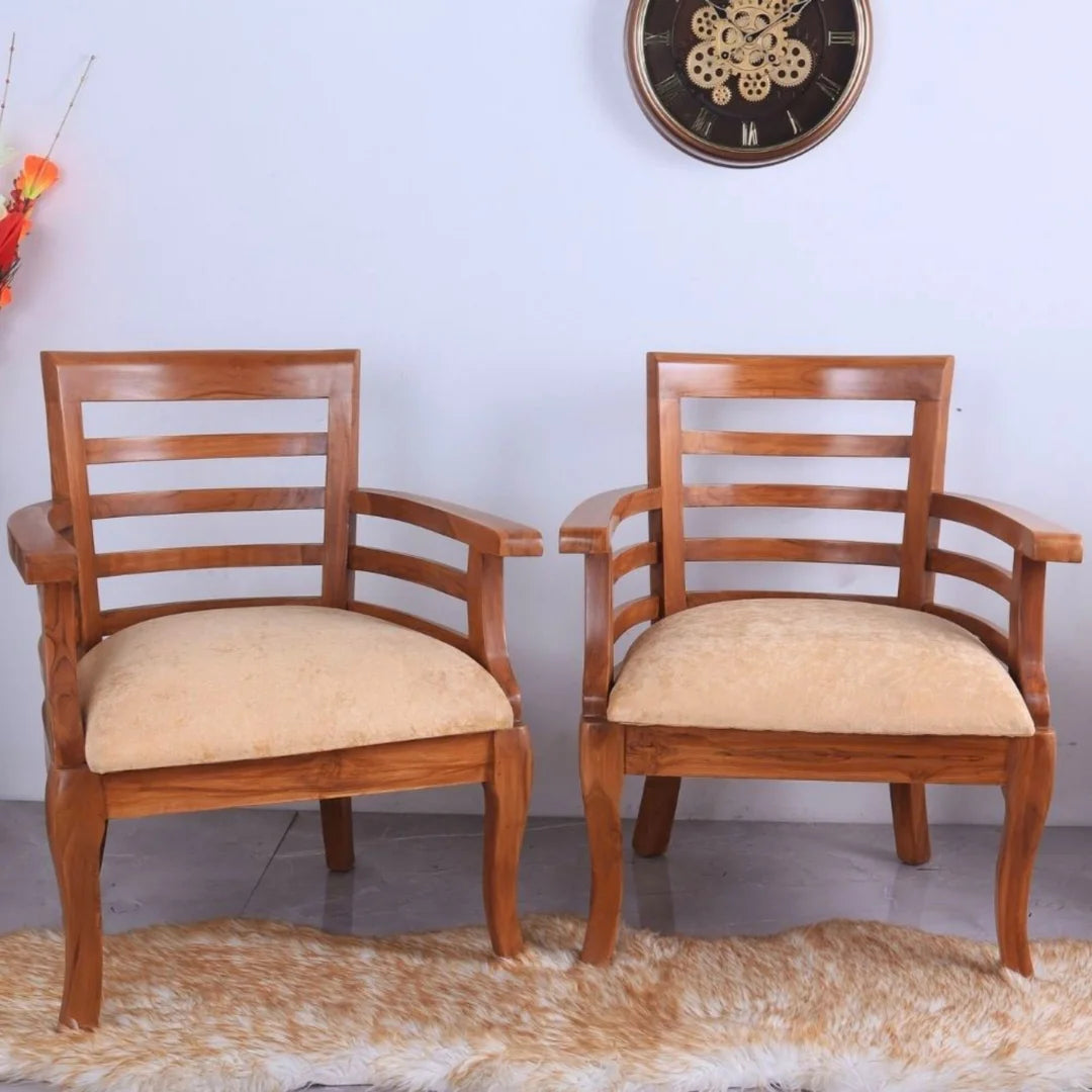 Lifestyle of Toledo Teak Wood Arm Chairs (Teak)