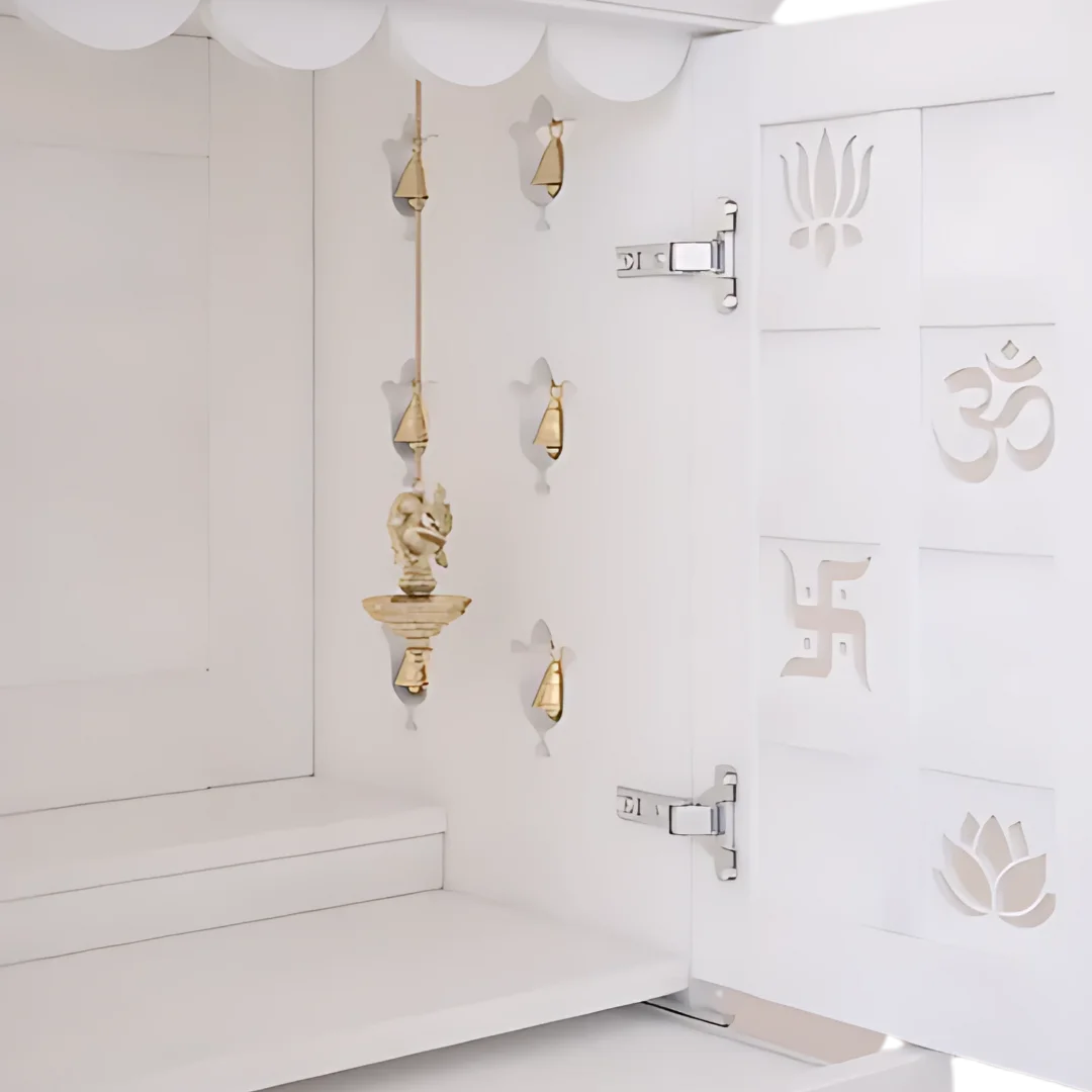 Shubhra Dham Pooja Mandir with Door (White)