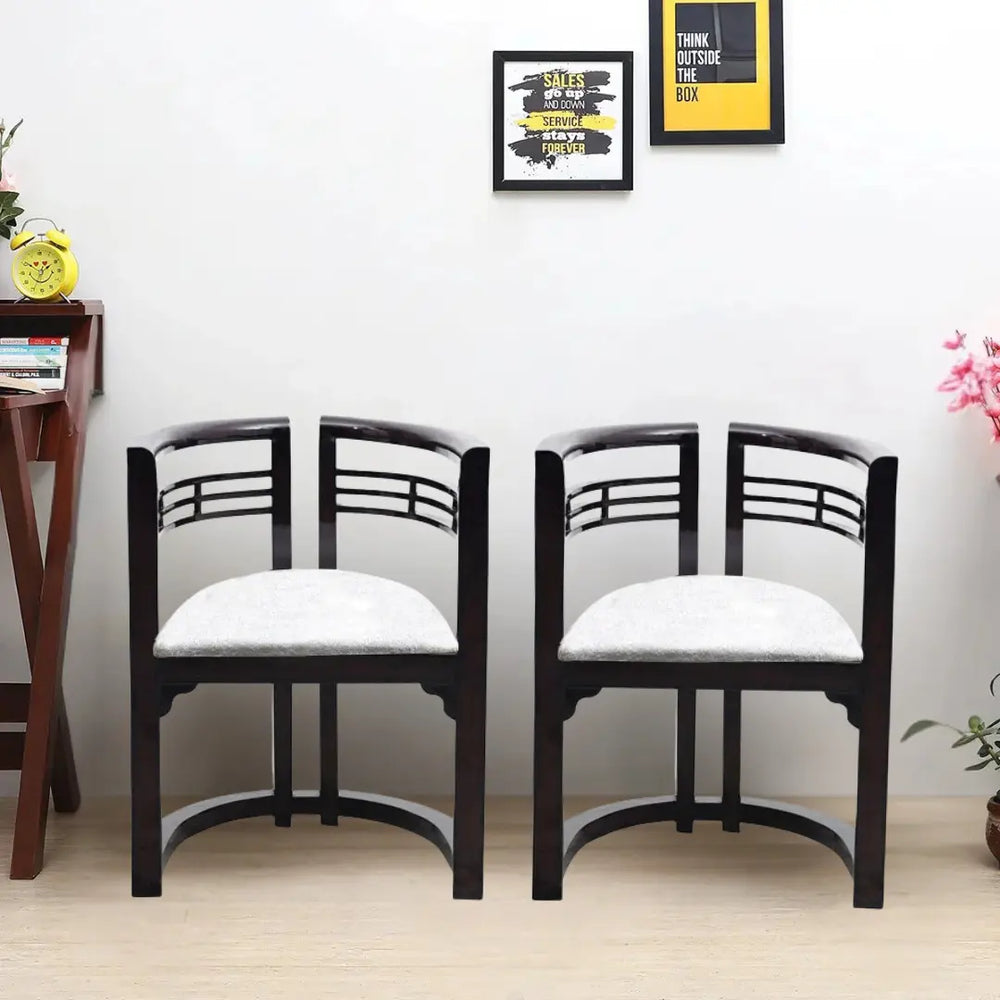 Lifestyle Image of Espino Teak Wood Living Room Chairs (Brown)