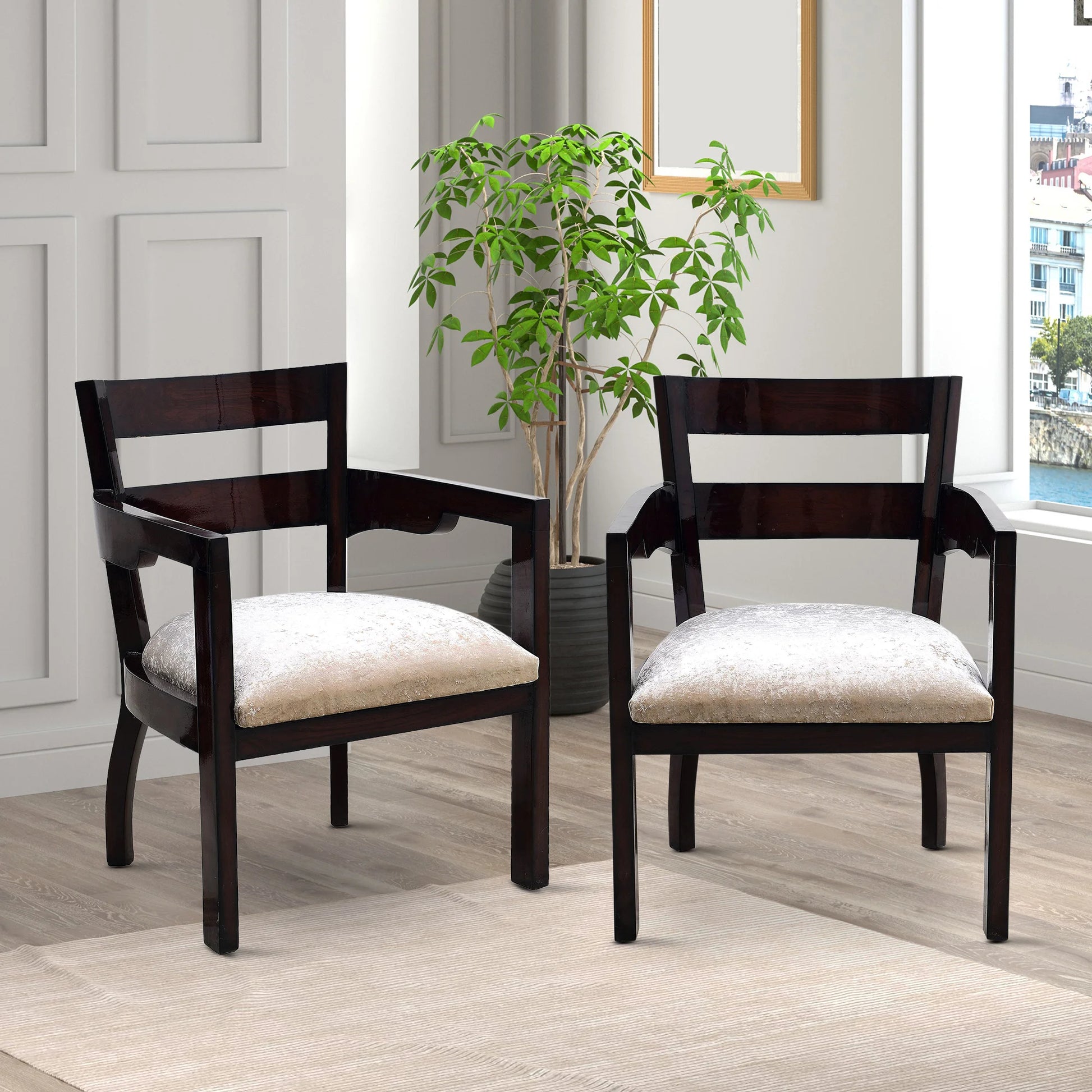 Lifestyle Image of Projakto Teak Wood Living Room Chair (Brown)
