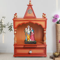 Lifestyle view on Dome of Alaya Wall Mount Pooja Mandir without Door Teak Gold