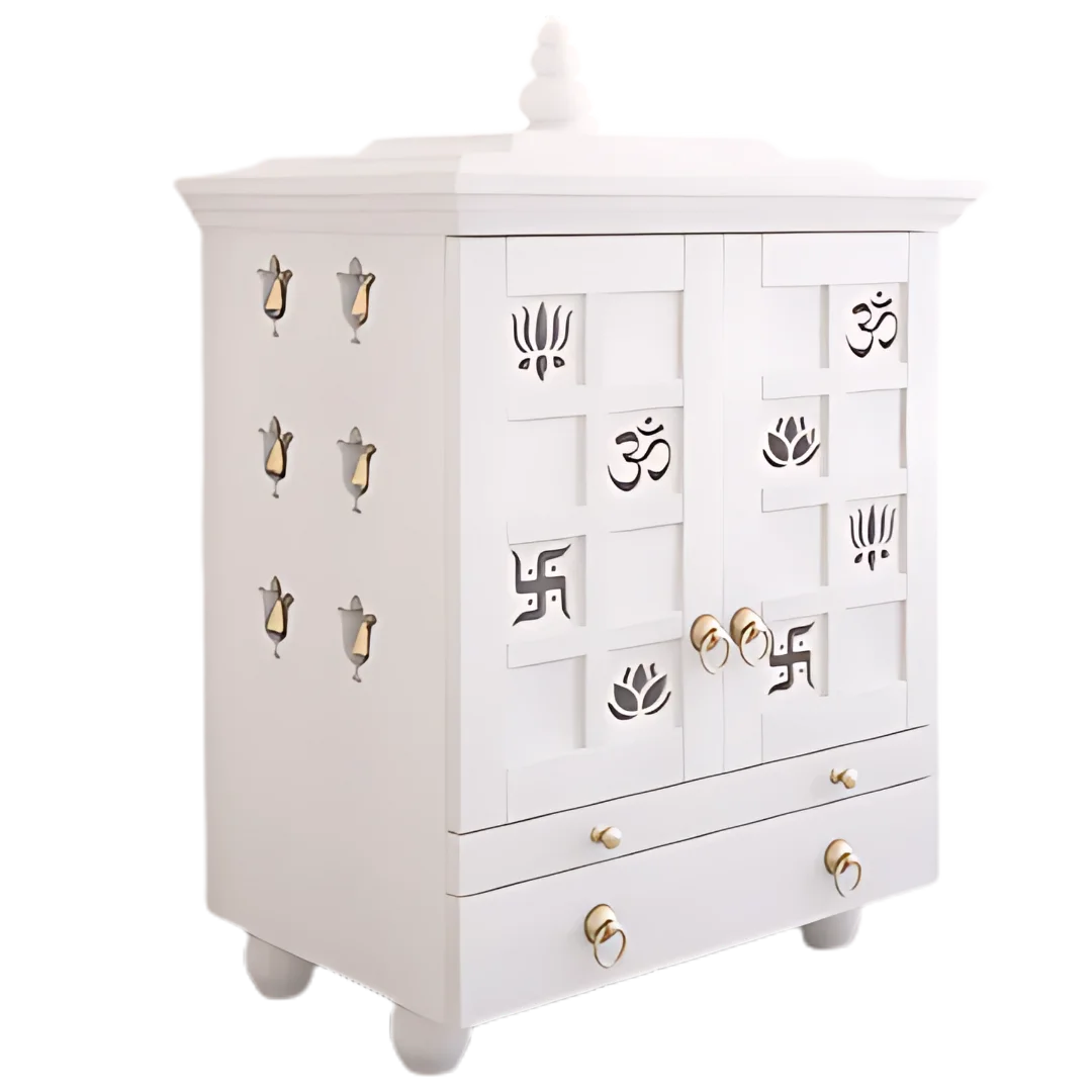 Shubhra Dham Pooja Mandir with Door (White)