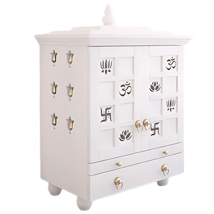 Shubhra Dham Pooja Mandir with Door (White)