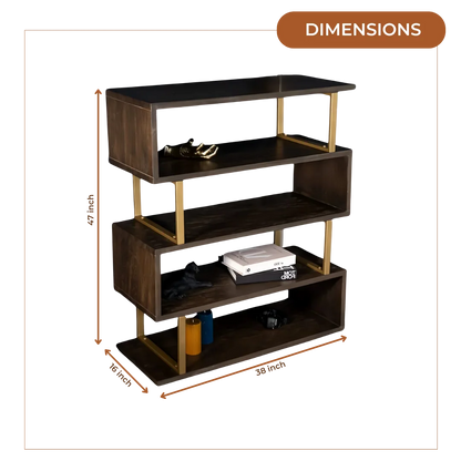 Linea Teak Wood Book Shelf (Brown) dimensions