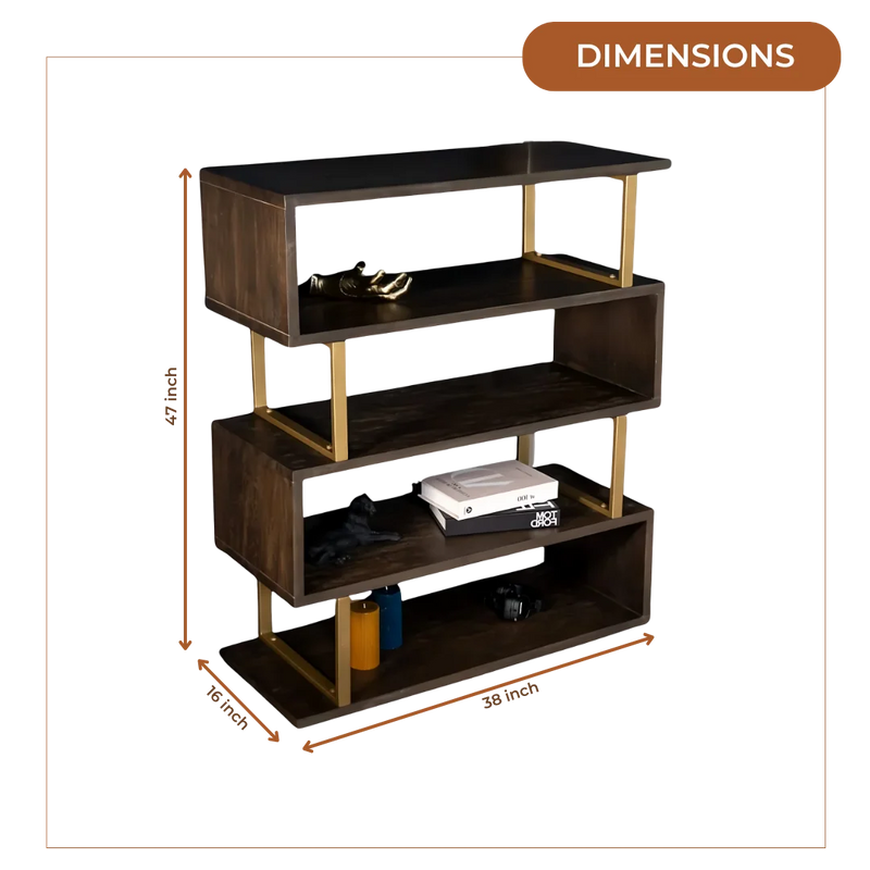 Linea Teak Wood Book Shelf (Brown) dimensions