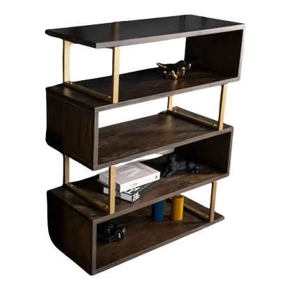 Linea Teak Wood Book Shelf (Brown) side angle