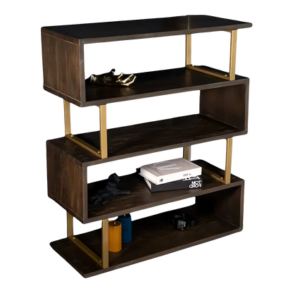 Linea Teak Wood Book Shelf (Brown) side view