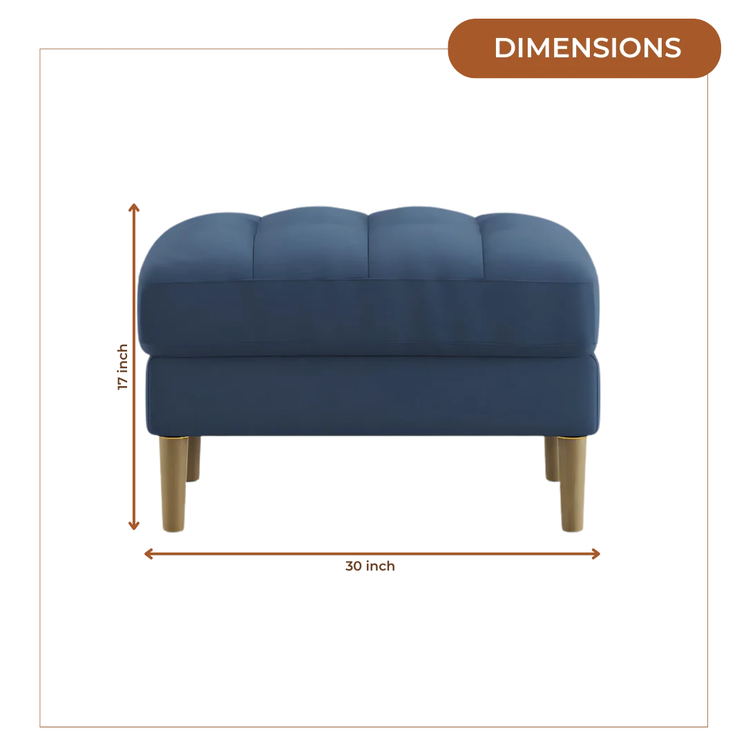 Loft Teak Wood Ottoman Stool (Cyan Blue) dimensions