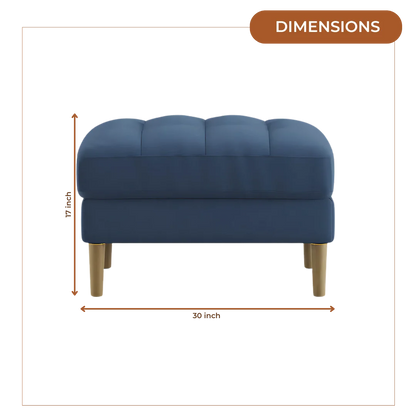 Loft Teak Wood Ottoman Stool (Cyan Blue) dimensions