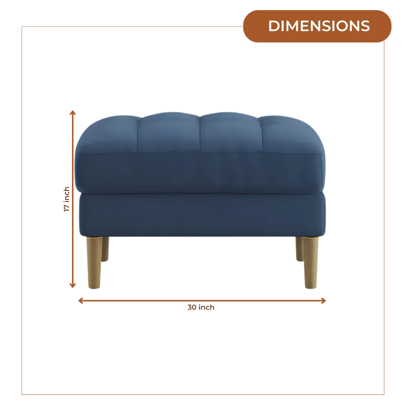 Loft Teak Wood Ottoman Stool (Cyan Blue) dimensions