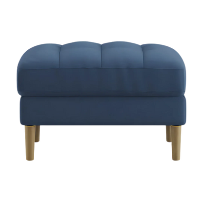 Loft Teak Wood Ottoman Stool (Cyan Blue) front view