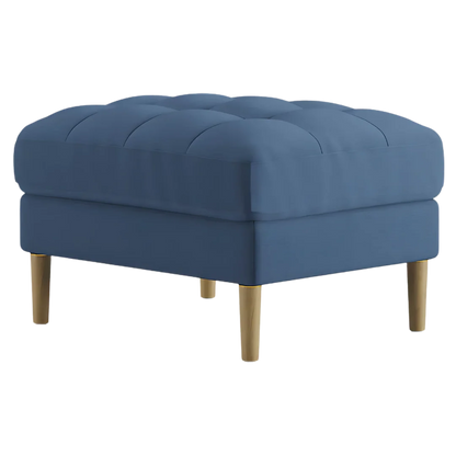Loft Teak Wood Ottoman Stool (Cyan Blue) side angle