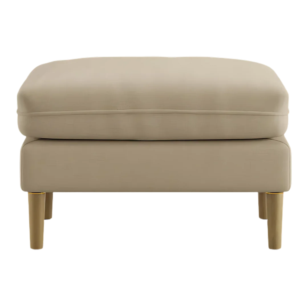 Loft Teak Wood Ottoman Stool (Grey) back view