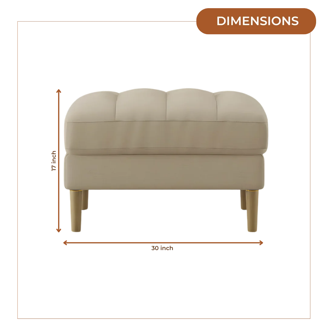 Loft Teak Wood Ottoman Stool (Grey) dimensions