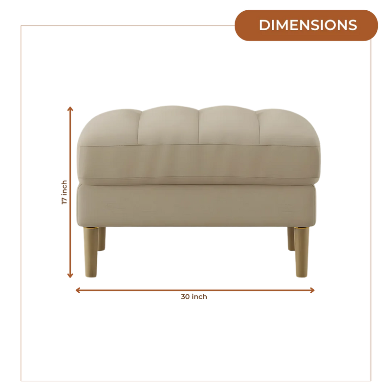 Loft Teak Wood Ottoman Stool (Grey) dimensions