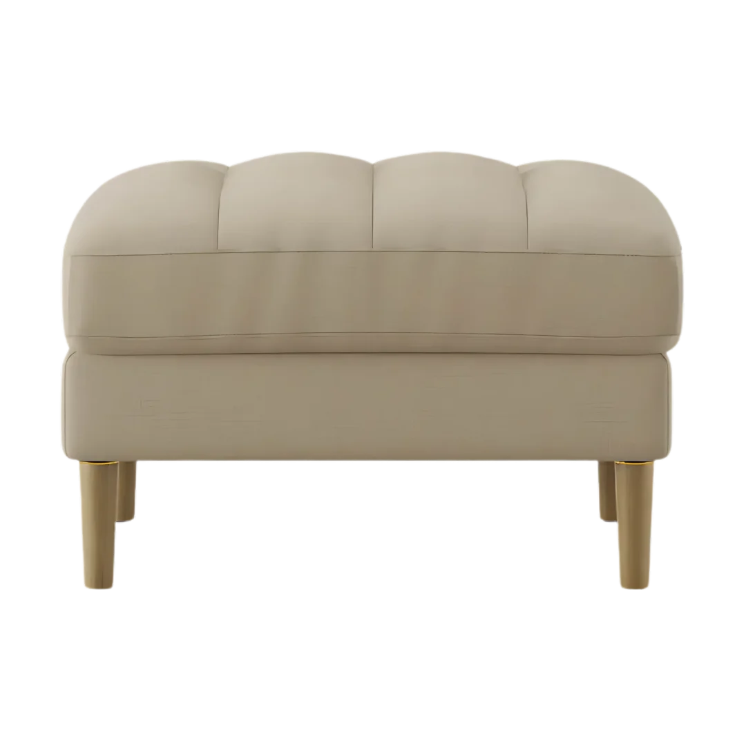 Loft Teak Wood Ottoman Stool (Grey) front view