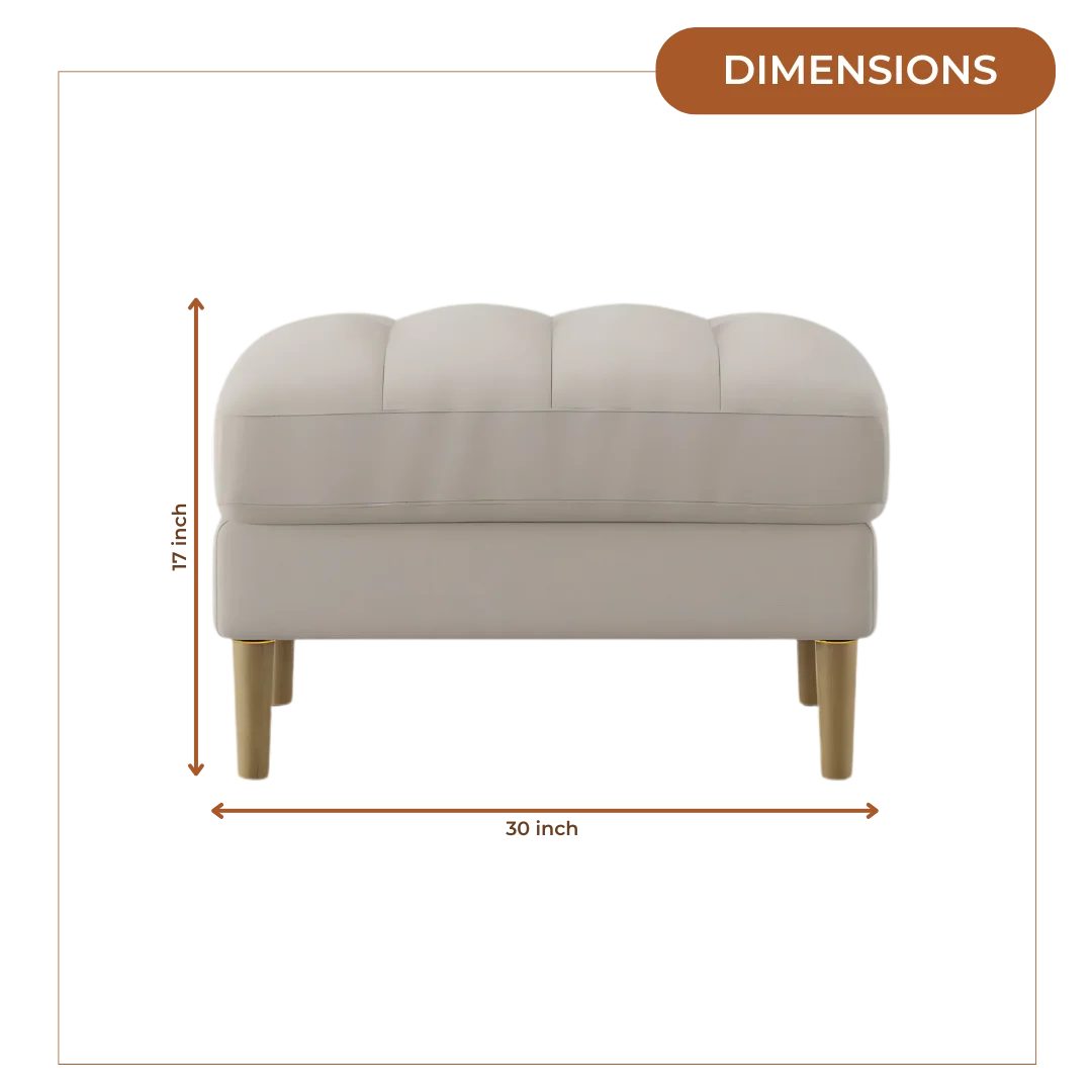 Loft Teak Wood Ottoman Stool (Ivory) dimensions