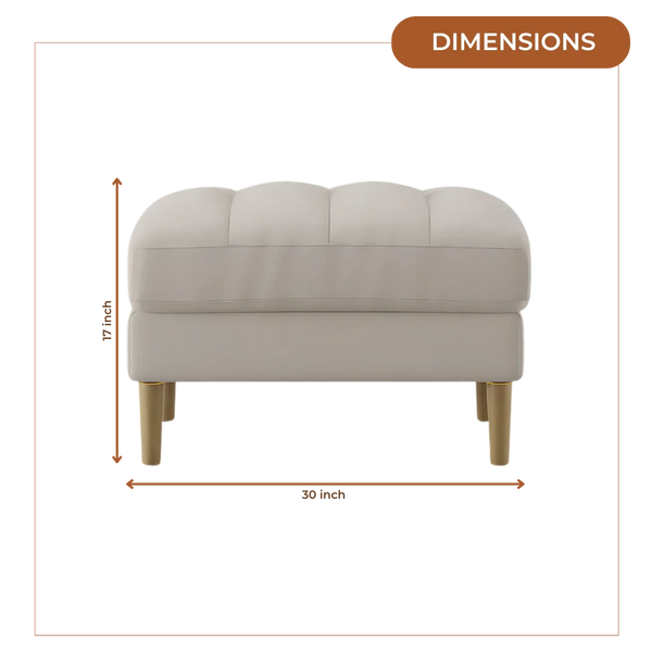 Loft Teak Wood Ottoman Stool (Ivory) dimensions