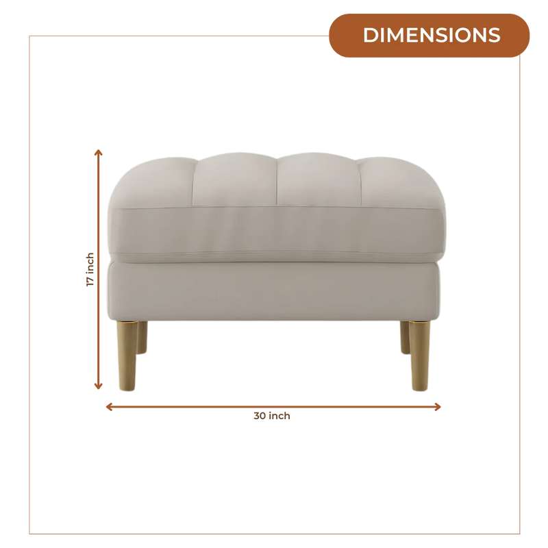 Loft Teak Wood Ottoman Stool (Ivory) dimensions