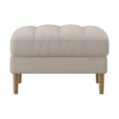 Loft Teak Wood Ottoman Stool (Ivory)