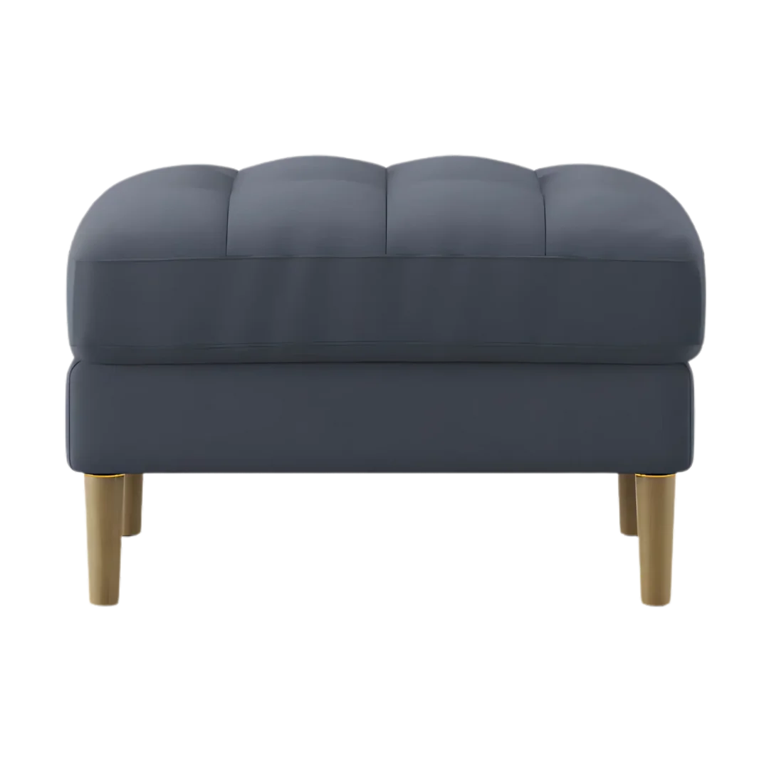 Loft Teak Wood Ottoman Stool (Spruce Blue) Front view