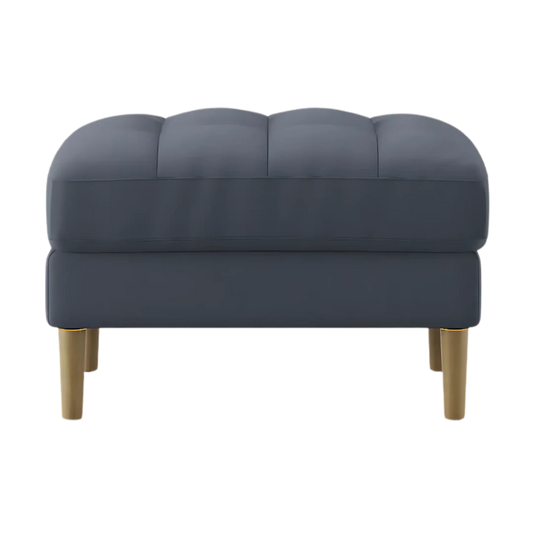 Loft Teak Wood Ottoman Stool (Spruce Blue) Front view