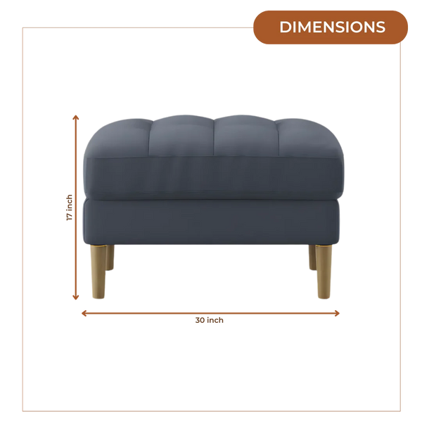 Loft Teak Wood Ottoman Stool (Spruce Blue) dimensions