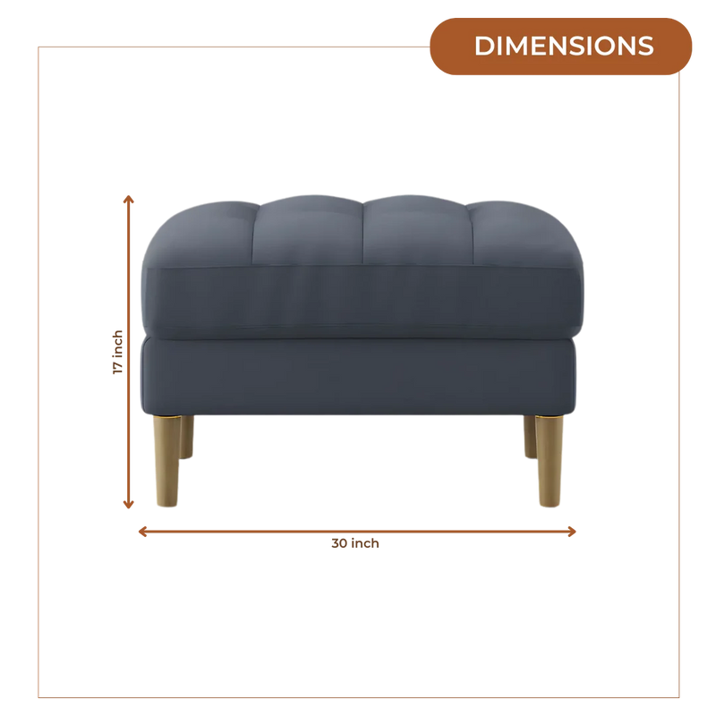 Loft Teak Wood Ottoman Stool (Spruce Blue) dimensions