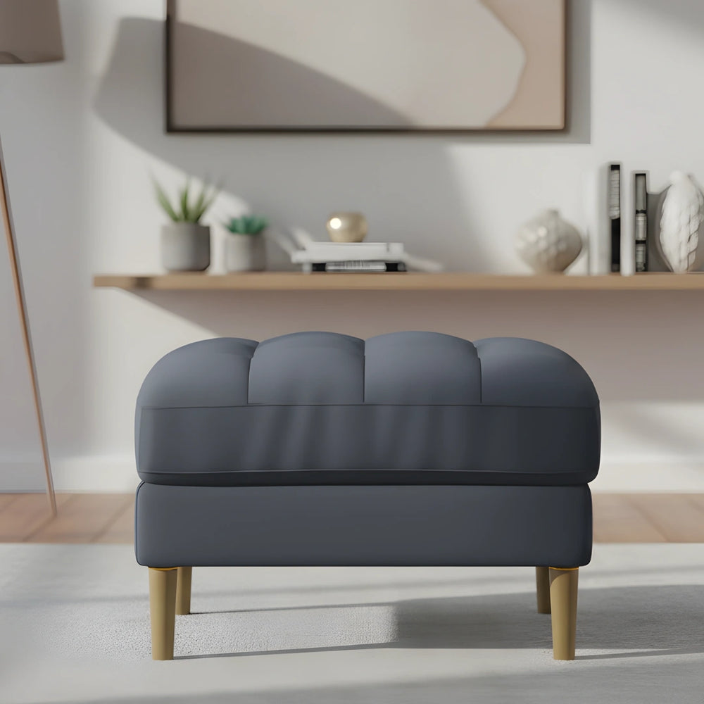 Loft Teak Wood Ottoman Stool (Spruce Blue) lifestyle view 