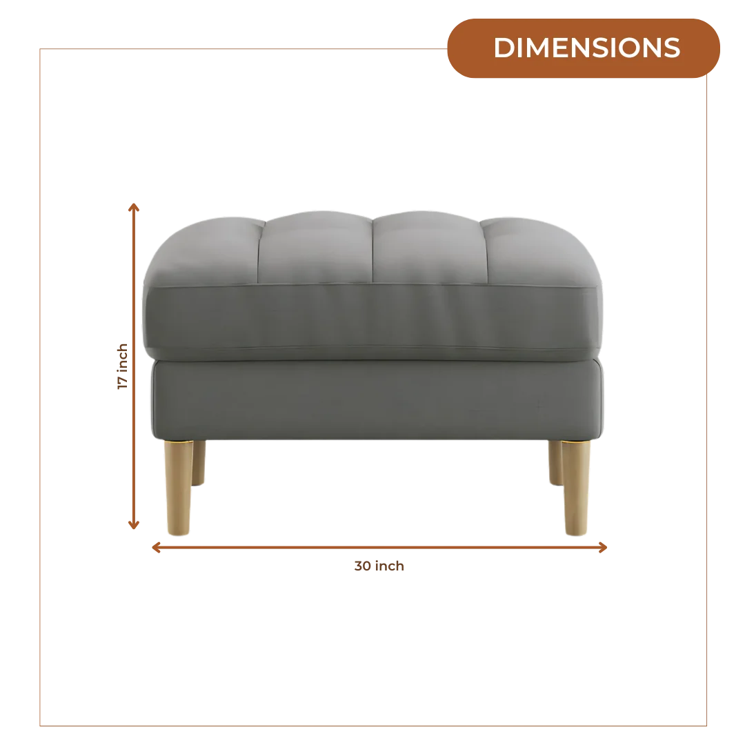 Loft Teak Wood Ottoman Stool (Stone Grey) dimensions