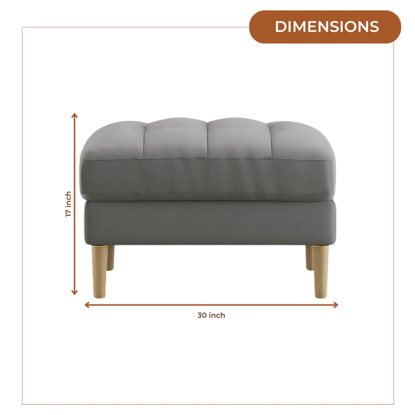 Loft Teak Wood Ottoman Stool (Stone Grey) dimensions