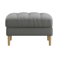 Loft Teak Wood Ottoman Stool (Stone Grey)