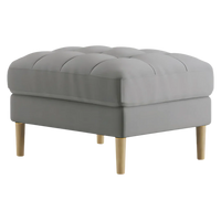 Loft Teak Wood Ottoman Stool (Stone Grey) side angle