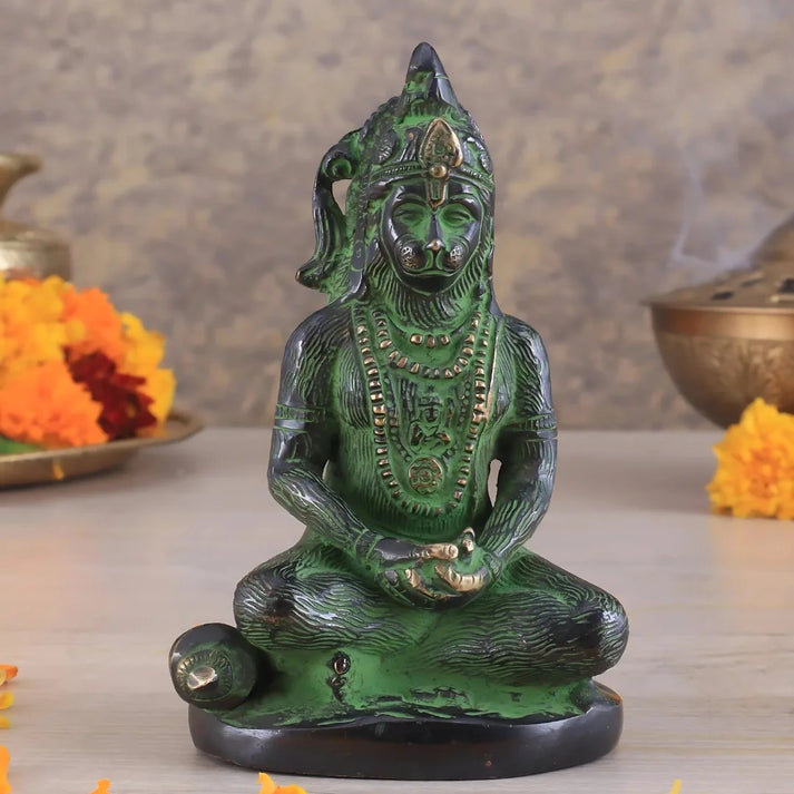 Lord Hanuman Brass Idol - 7 Inch