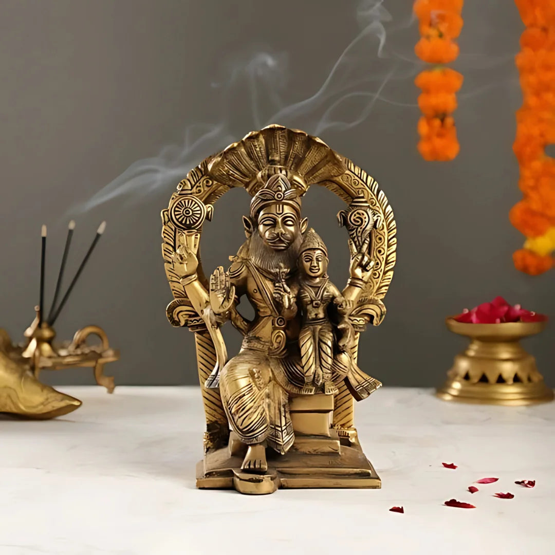 Lord Narsimha with Prahlad Brass Idol 1 lifestyle view