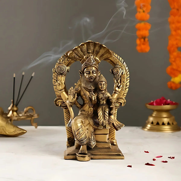 Lord Narsimha with Prahlad Brass Idol 1 lifestyle view